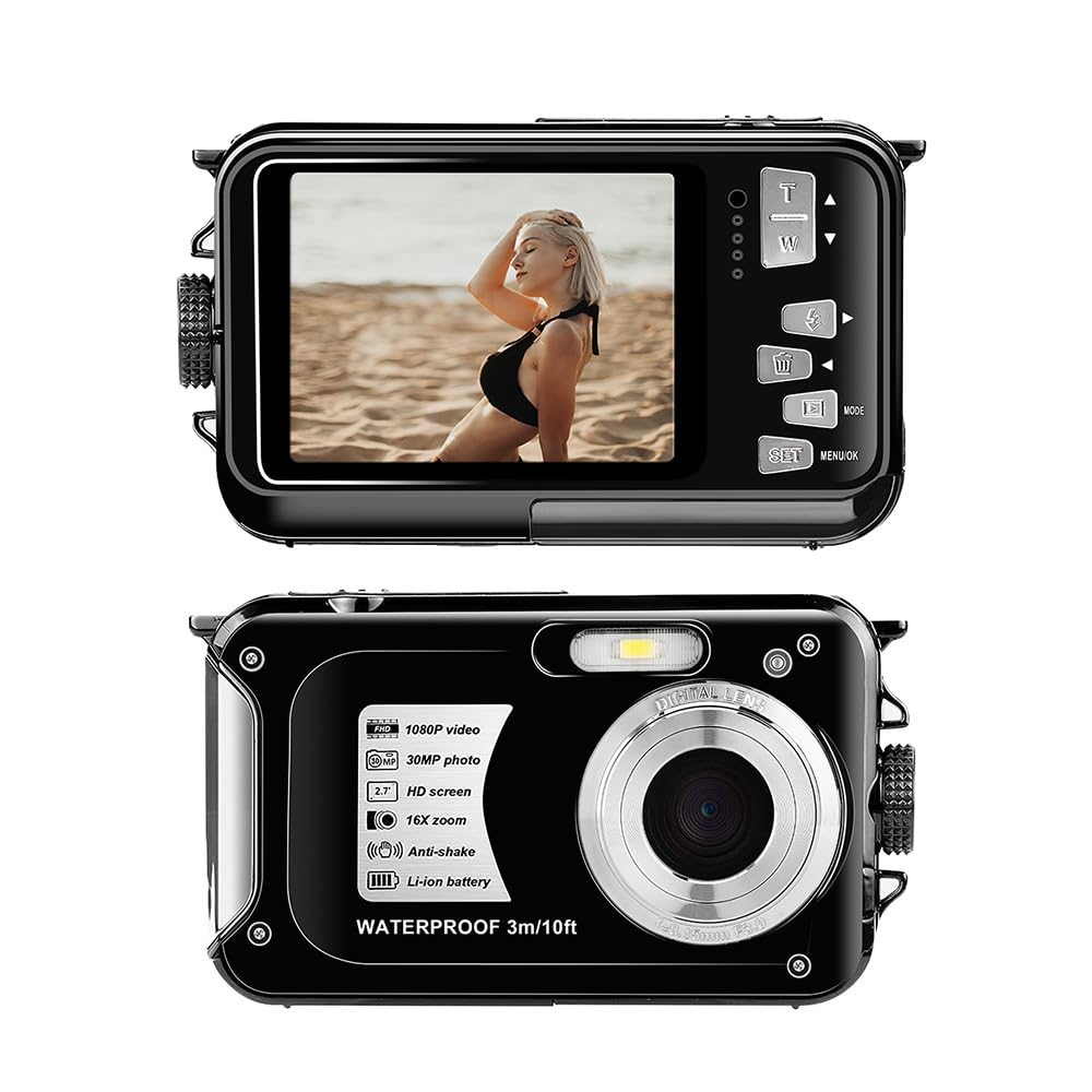 1080P Ultra HD Mini Sports Action Camera with 2.7in TFT Screen, 30MP Anti-Shake, 3M Waterproof, 16× Digital Zoom, 128GB TF Support - Perfect for Underwater Diving, Skiing, Cycling & Outdoor Adventures