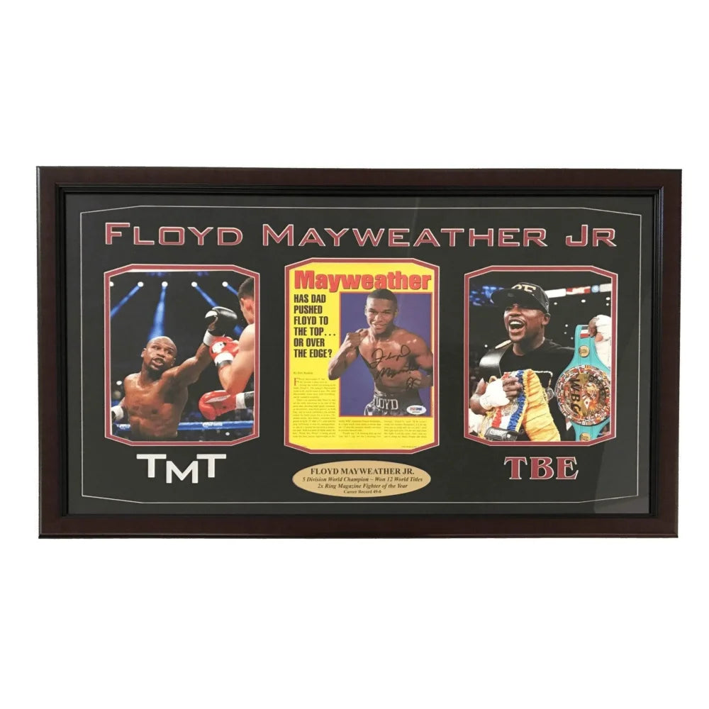 Floyd Mayweather Signed 8x10 Photo with COA & PSA/DNA Authentication - Framed Boxing Memorabilia for Collectors, Man Cave, Sports Bar Decor