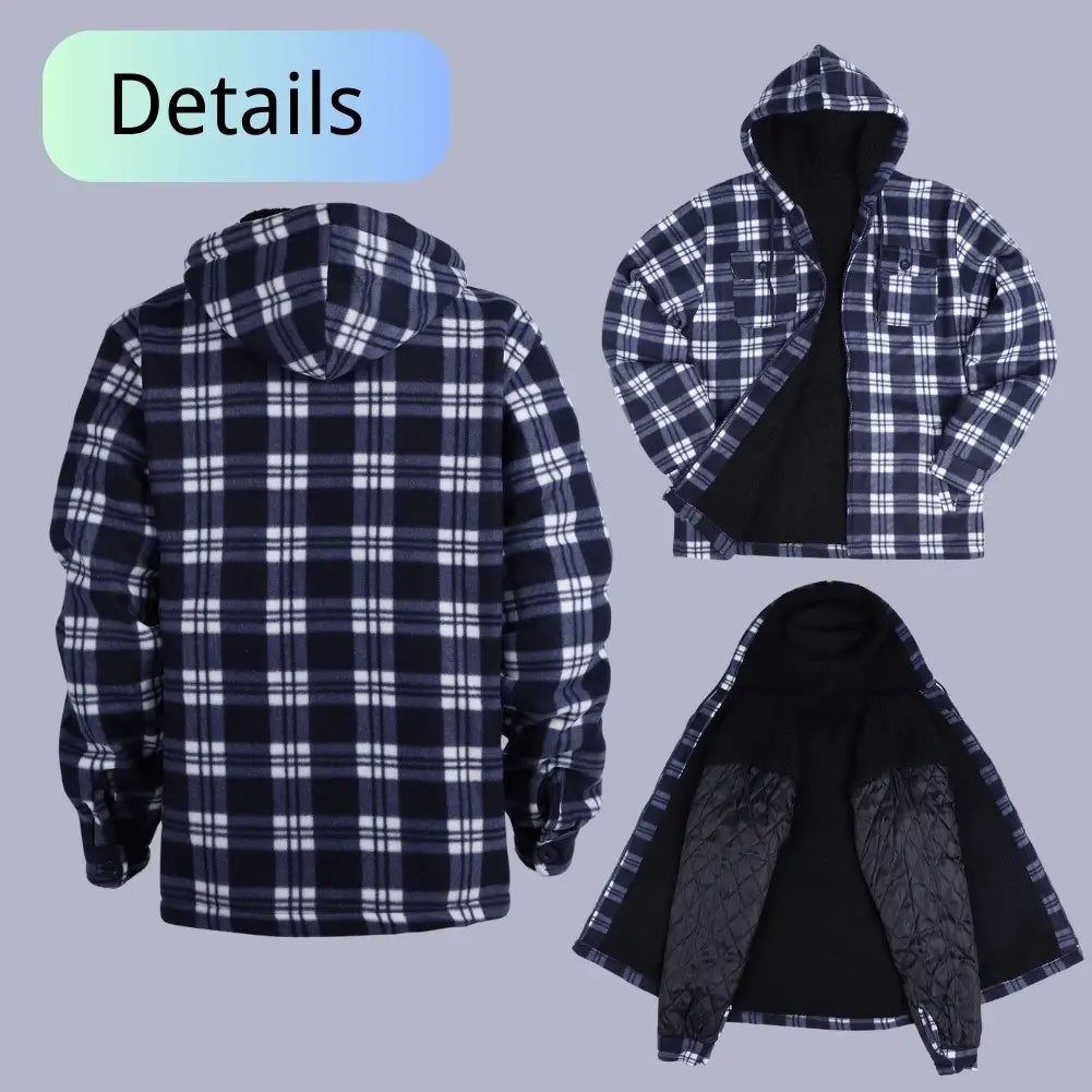 Men's Plaid Sherpa Lined Jacket - Warm Winter Flannel Shirt Jacket for Outdoor Activities & Casual Wear