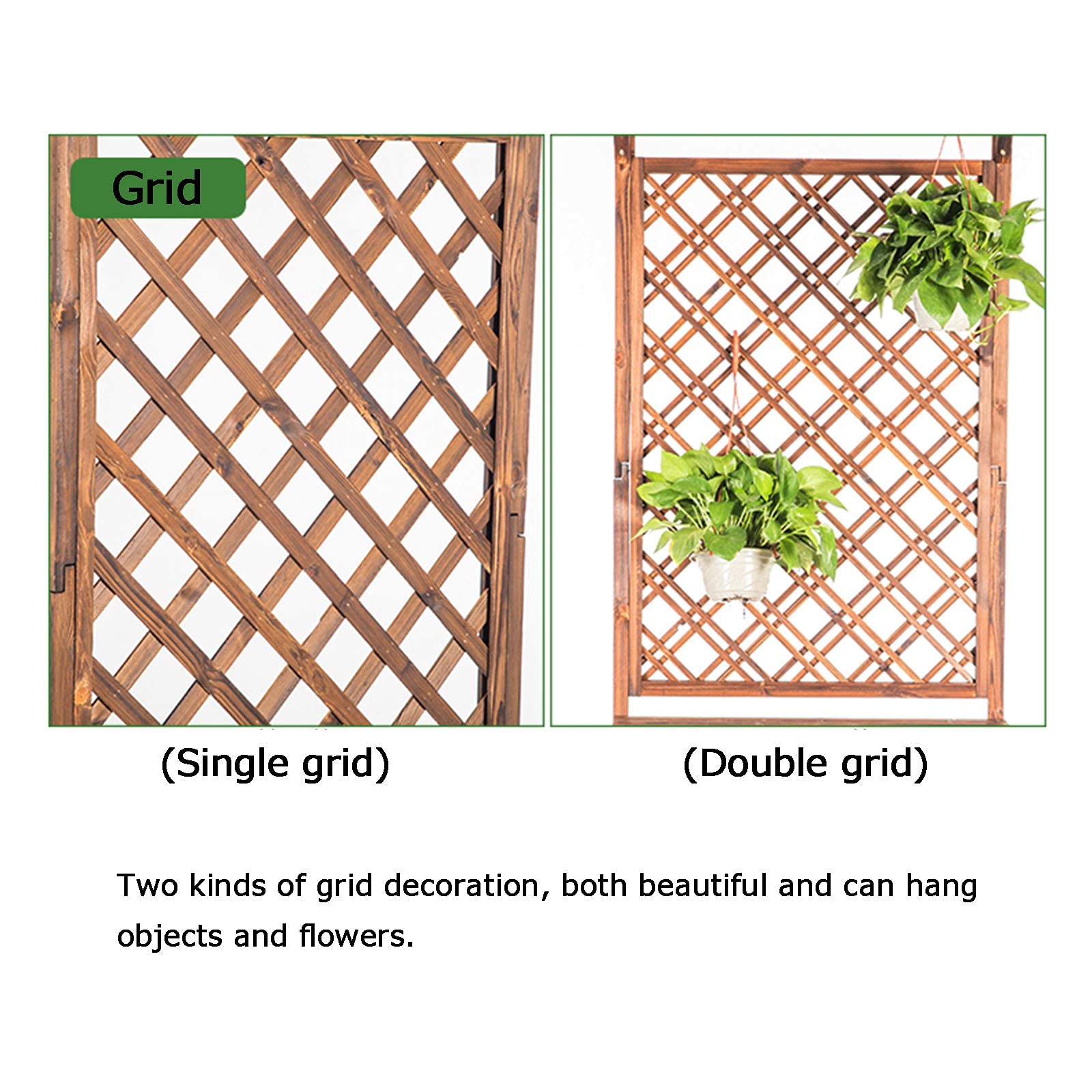 Large Wooden Plant Stand for Outdoor Garden - Freestanding Lattice Planter with Trellis for Climbing Plants, Natural Rectangular Raised Bed (96x50x172cm) - Perfect for Patio, Yard & Indoor Decor
