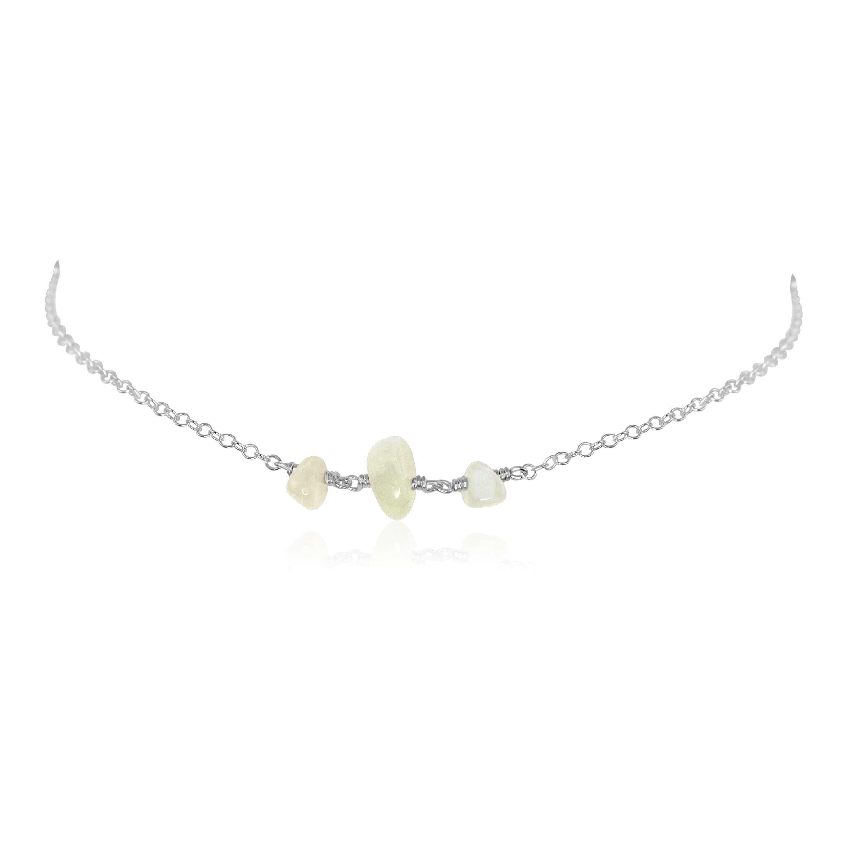 Elegant White Moonstone Beaded Chain Choker Necklace for Women | Boho Chic Jewelry Gift for Bridesmaids, Birthday & Anniversary | Perfect for Weddings, Parties & Everyday Wear