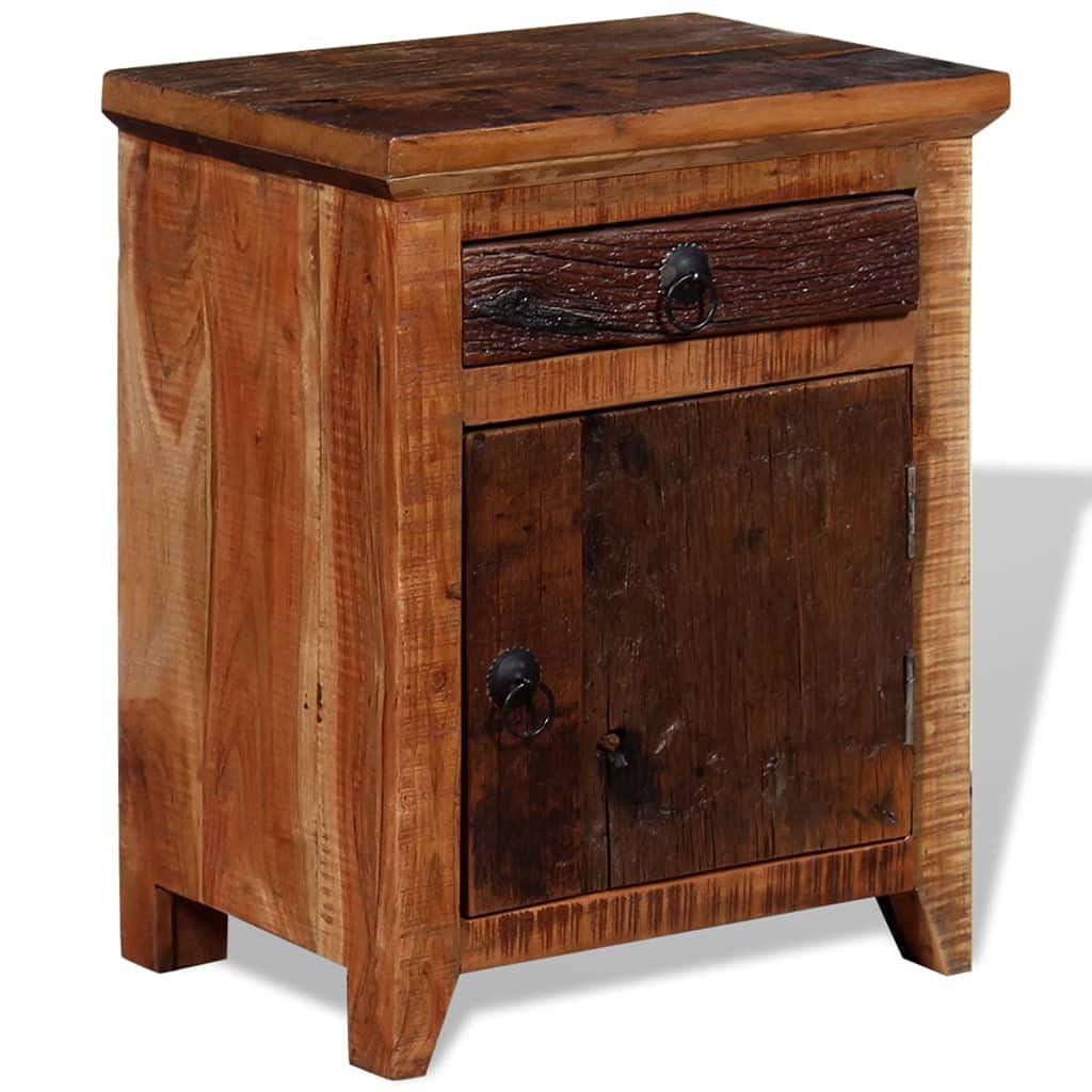 Solid Acacia Reclaimed Wood File Cabinet & Nightstand - Multi-Functional Bedside Table, Coffee Table, and Locker for Small Spaces - Perfect for Bedroom, Office, or Living Room Storage Solutions