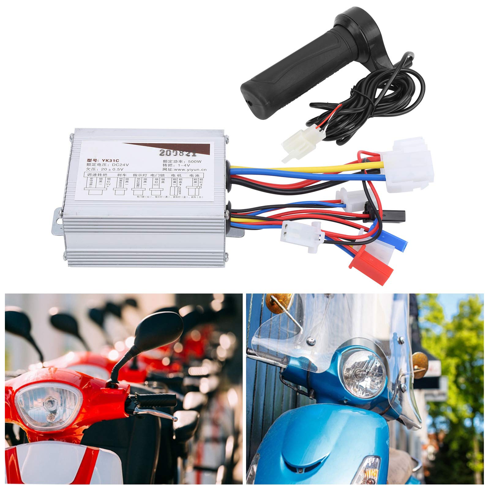 Aluminum Brushed Throttle Grip Controller with Long Wire - Durable Speed Control for Home Bikes and Electric Scooters