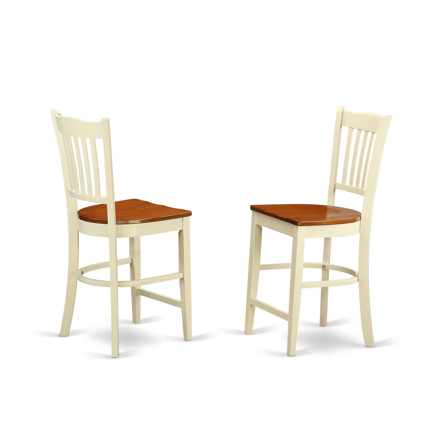 East West Furniture 3-Piece Counter Height Dining Set - 36x36 Inch Square Kitchen Table with 2 Chairs, Buttermilk & Cherry - Perfect for Small Spaces, Breakfast Nooks & Apartment Dining Areas