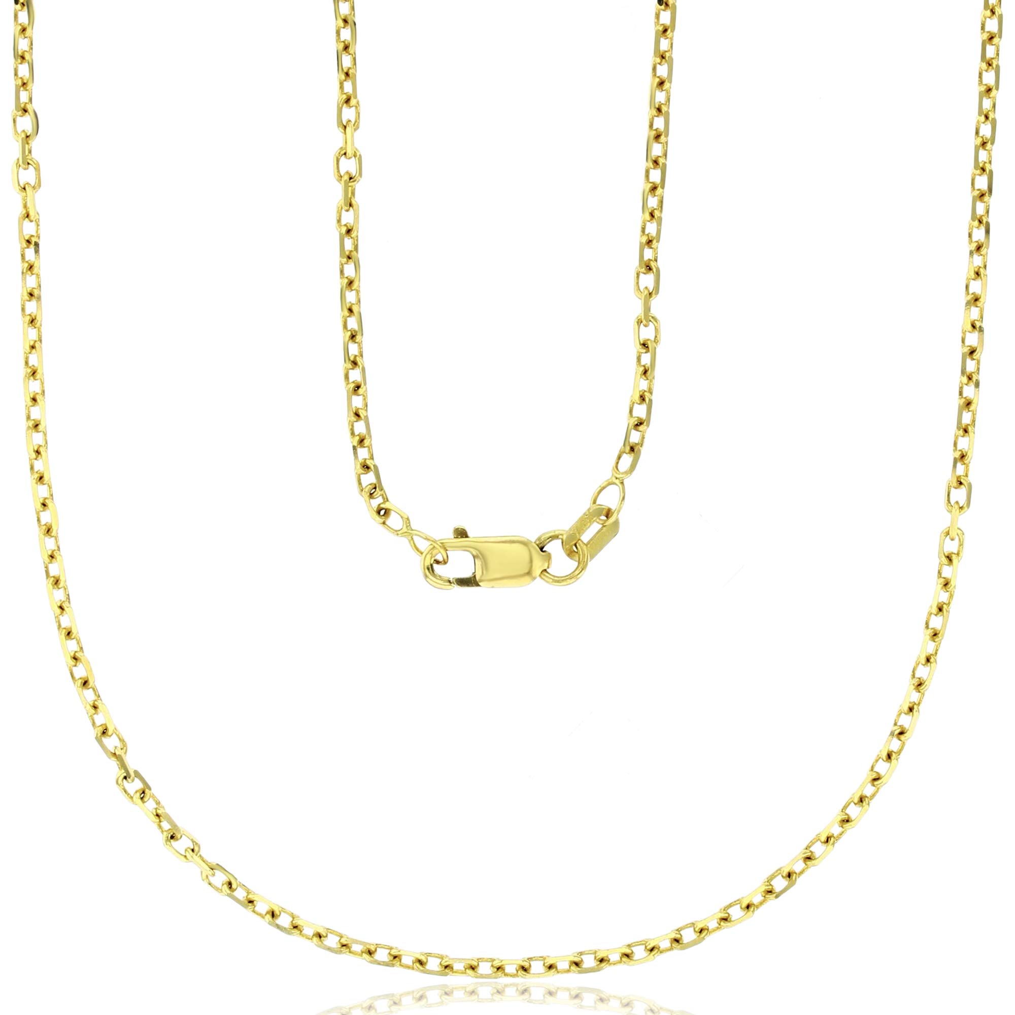 14K Solid Yellow Gold Diamond Cut Cable Chain Necklace 1mm-2.20mm with Lobster Clasp | Italian Style Gold Chain for Men & Women | Perfect for Layering, Gift Giving & Everyday Wear