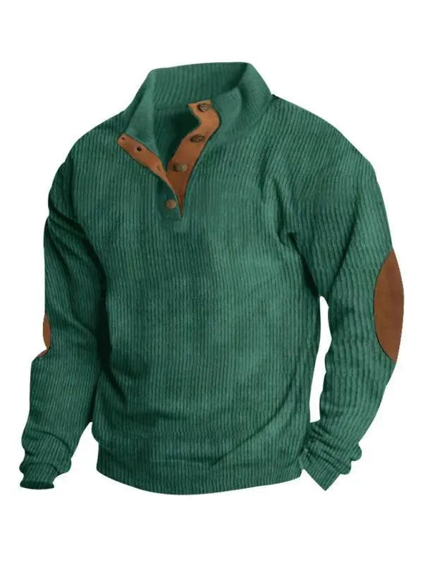 Men's Stand Collar Corduroy Sweatshirt - Comfortable Casual Pullover for Fall & Winter - Perfect for Outdoor Activities, Work and Daily Wear