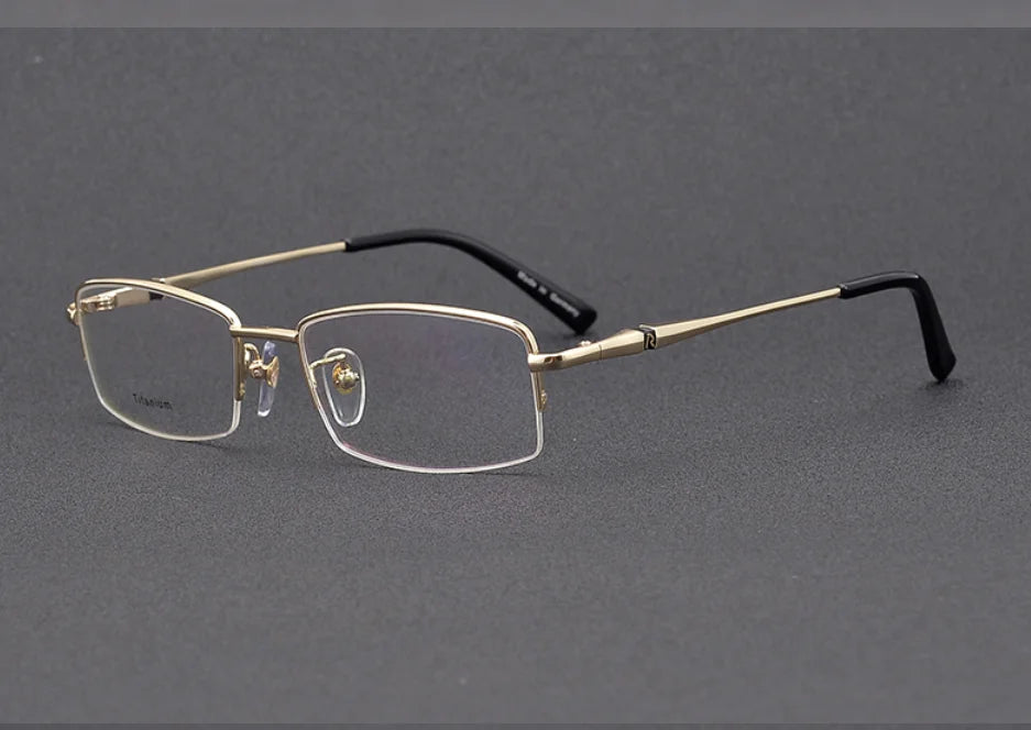 Aimee Unisex Semi-Rimless Square Titanium Eyeglasses Frame 65023 - Lightweight Durable Glasses for Work, Reading & Everyday Wear