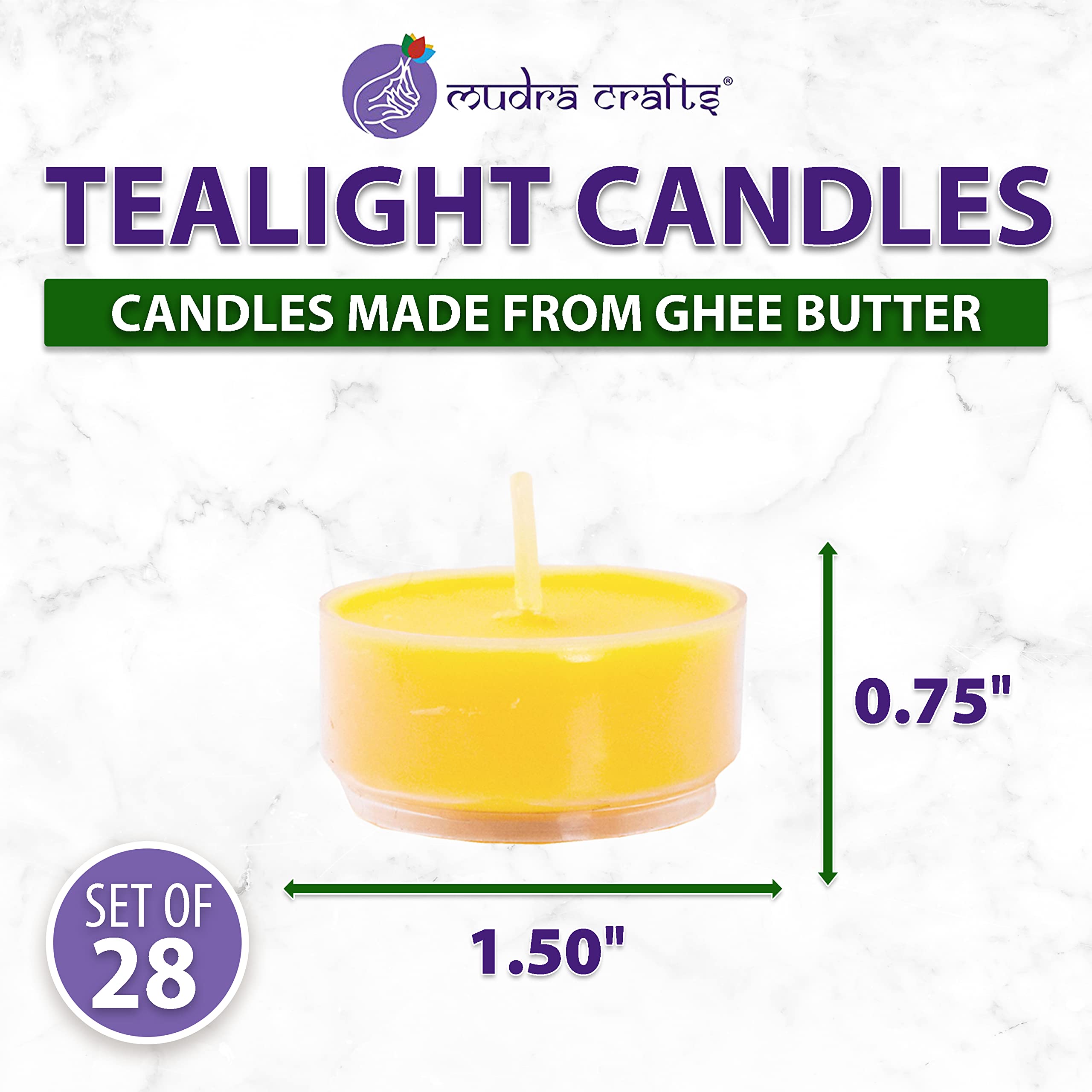 Premium Tibetan Tealight Ghee Butter Lamp Candle Set - Pure Vanaspati for Meditation, Yoga, Puja & Spiritual Ceremonies | Clear Glass Container for Home Altar, Diwali & Buddhist Rituals