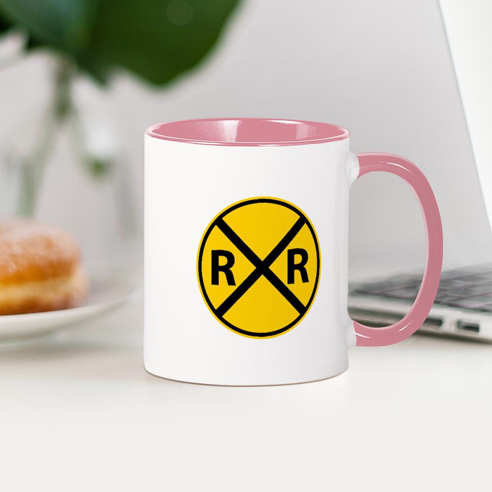 Railroad Crossing Ceramic Coffee Mug 11 oz (325 ml) - Perfect for Train Enthusiasts, Commuters & Office Use