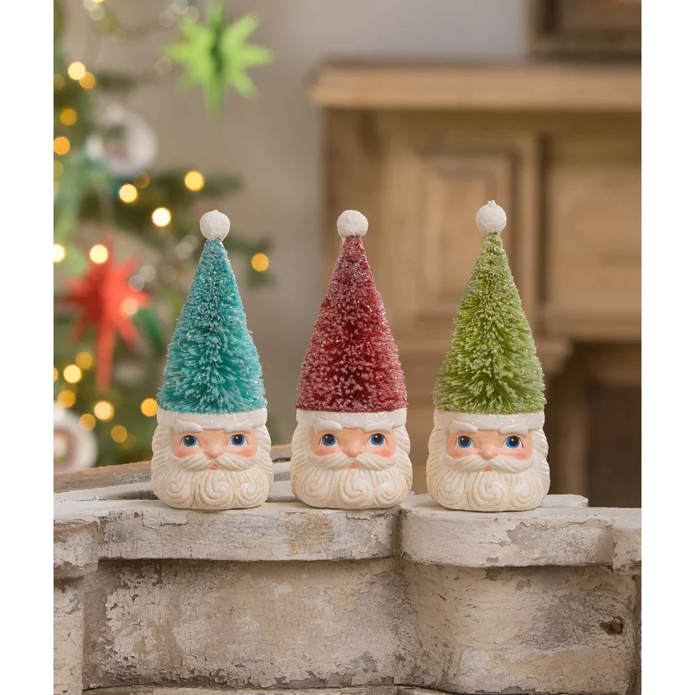 Bethany Lowe Designs Santa Blue Ornament Bottle Brush - Christmas Tree Decoration, Holiday Home Decor, Gift for Collectors
