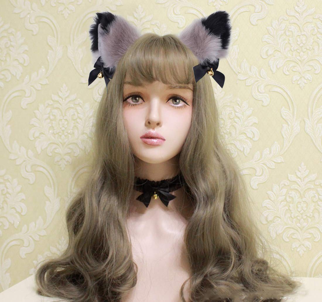 Fxaelian Animal Fox Cat Dog Ears Headband - Adjustable Cute Faux Fur Cosplay Costume Accessories for Halloween, Cosplay Parties, Anime Conventions and Pet Dress Up