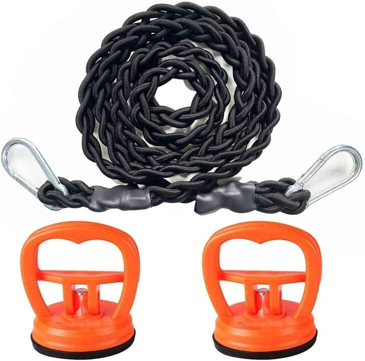 Braided Elastic Travel Clothesline with 2 Strong Suction Cups | Portable Laundry Drying Rope for Camping, Hiking & Hotels | Secures to Walls, Tiles, Trees or Poles | Quick-Dry Bungee Cord for Outdoor & Travel Use