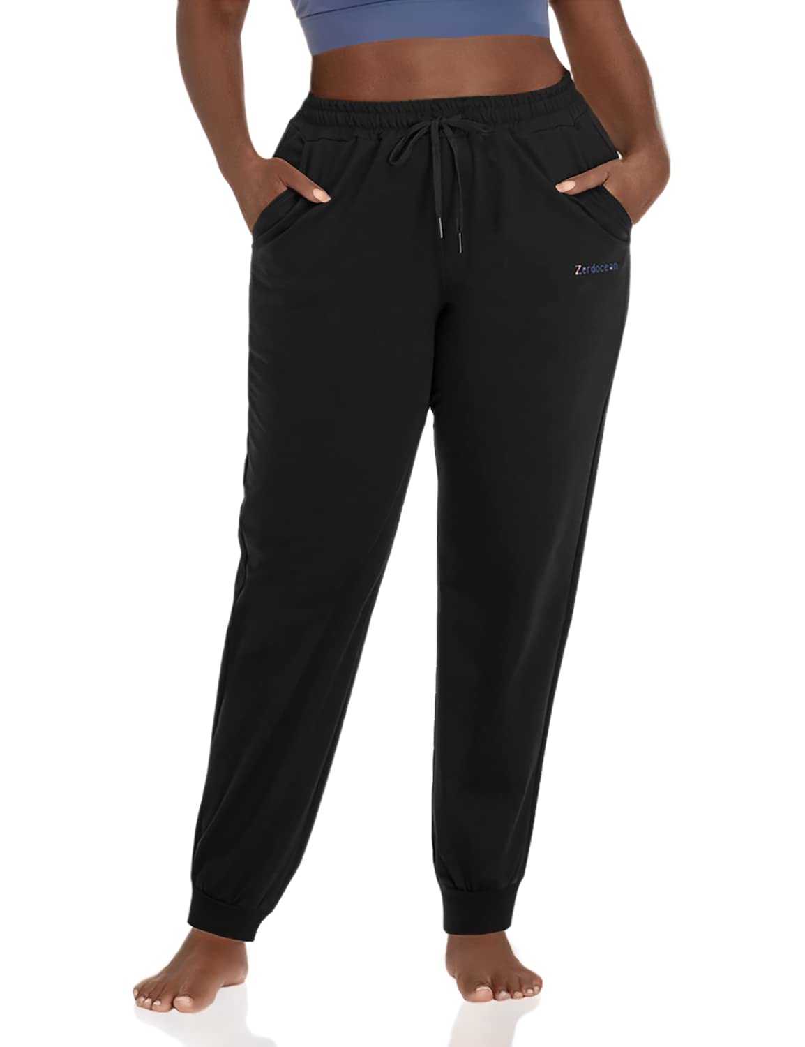 ZERDOCEAN Women's Plus Size Joggers Pants - High Waisted Active Sweatpants for Yoga, Workout & Lounge with Pockets | Comfortable Tapered Fit for Running, Gym & Casual Wear