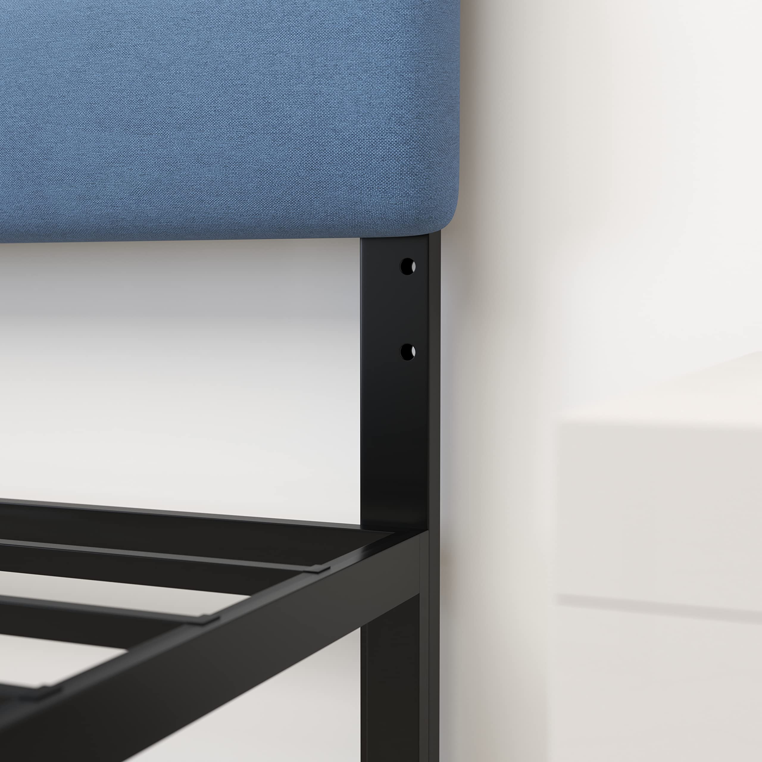 Merrick Lane Coppola Upholstered Headboard - Twin Size Button Tufted Blue Fabric Bed Headboard with Metal Legs & Adjustable Slots | Fits Standard Bed Frames | Perfect for Kids Rooms, Guest Bedrooms & Dorm Decor