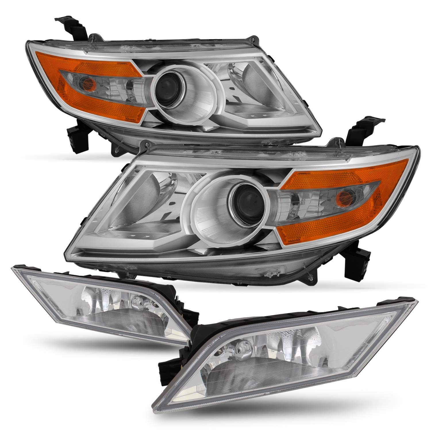 AKKON Amber Corner Halogen Headlights & Fog Lights Kit for 2011-2013 Honda Odyssey - Complete Set with Switch & Wiring - Upgrade Your Vehicle's Style & Night Visibility for Safer Driving