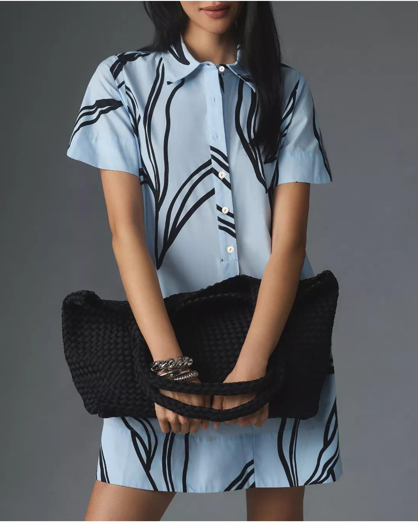 Women's Floral Short Sleeve Button Up Mini Dress - A-Line Swing Tunic with Collar | Casual Summer Outfit, Beach Cover Up, Office Wear & Date Night Dress