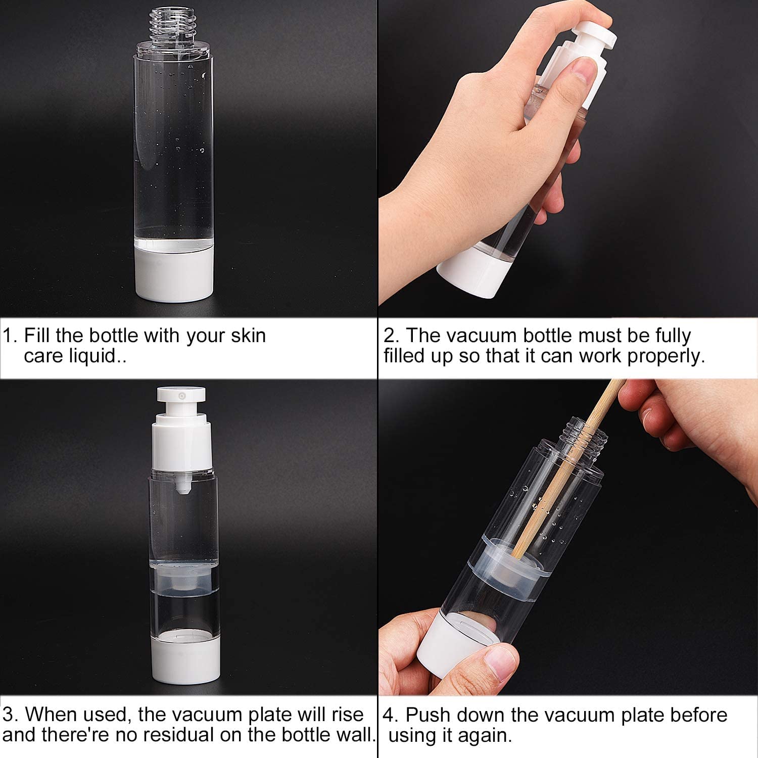 Original Mart Airless Vacuum Pump Travel Bottles (2-Pack, 100ml) - Leakproof Refillable Cosmetic Containers for Cream, Foundation & Moisturizers | Perfect for Makeup, Skincare & Toiletries Travel Kit | TSA Approved for Carry-On