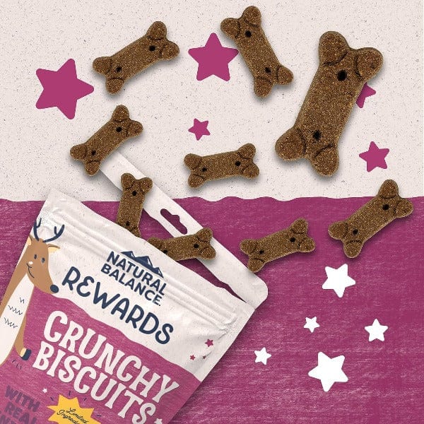 Natural Balance Crunchy Dog Biscuits with Real Venison Recipe - 14oz | Grain-Free Treats for Small & Large Dogs | Perfect for Training & Rewarding Pets