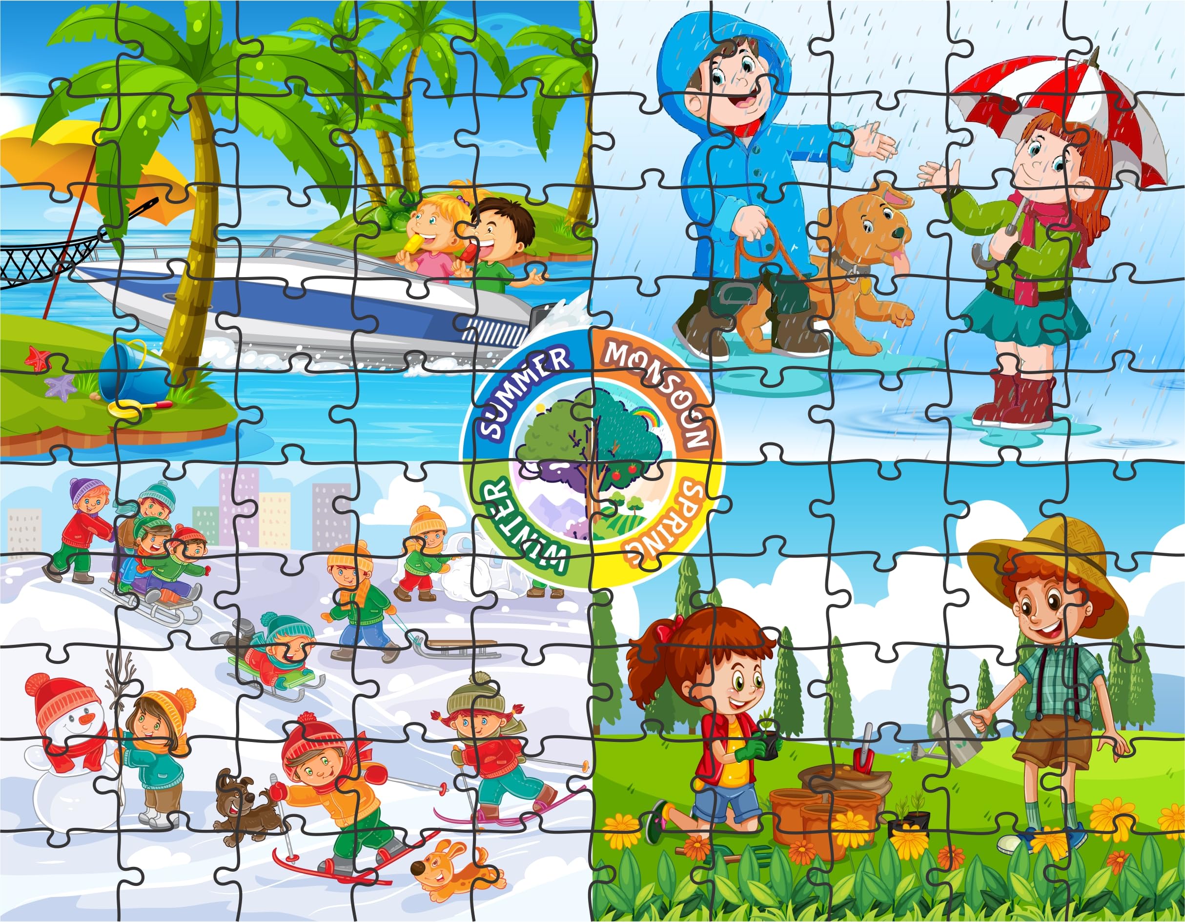 Ankit 100-Piece Four Seasons Educational Jigsaw Puzzle for Kids Ages 6+ | Spring, Summer, Fall & Winter Learning Toy | Vibrant Seasonal Scenes | Perfect for Family Game Night, Classroom Activities & Cognitive Development