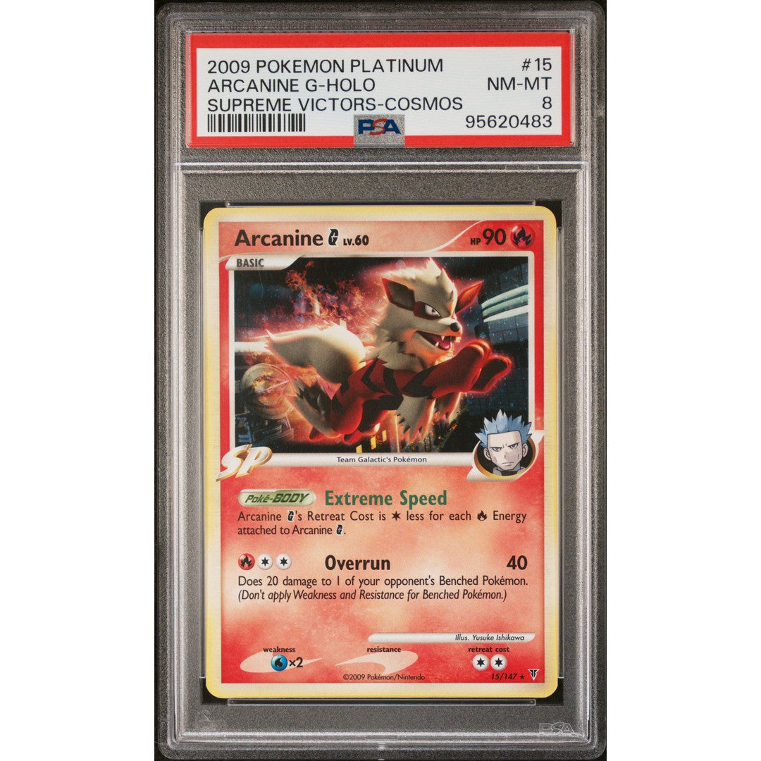 2009 Pokemon Supreme Victors Arcanine 15/147 PSA 8 Graded Trading Card - Rare Collectible for Pokemon Fans & Card Game Players