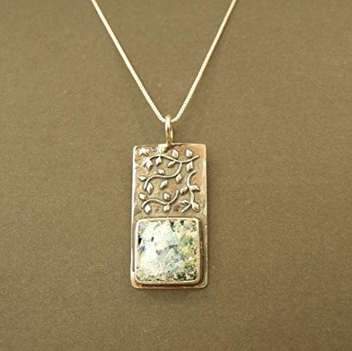 Ancient Roman Glass Sterling Silver Pendant - Handcrafted Tree Branch Design Jewelry for Women, Perfect for Gifts, Weddings & Everyday Elegance