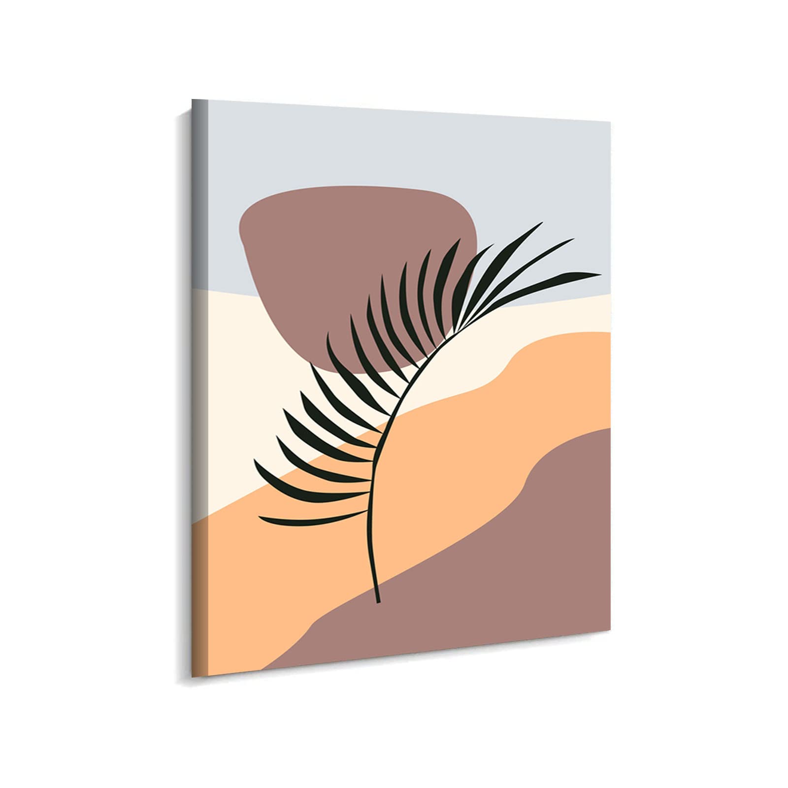 Boho Tropical Leaves Wall Art - 8x12 Inch Framed Canvas for Living Room & Kitchen Decor