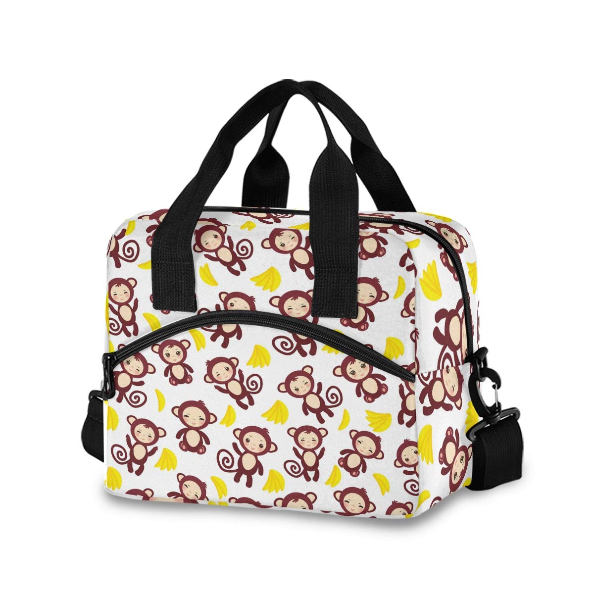 ALAZA Brown Monkey Insulated Lunch Bag for Women - Crossbody Lunch Box Cooler Bag with Adjustable Strap - Perfect for Work, School, Picnics & Outdoor Activities (907b)