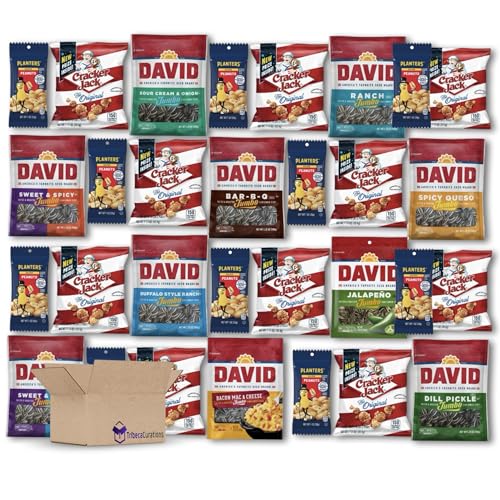 Custom Baseball Snacks Variety Pack - Jumbo DAVID Sunflower Seeds, Peanuts & Cracker Jacks (10 Each, 30 Total) | Perfect for Game Day, Tailgating & Sports Events