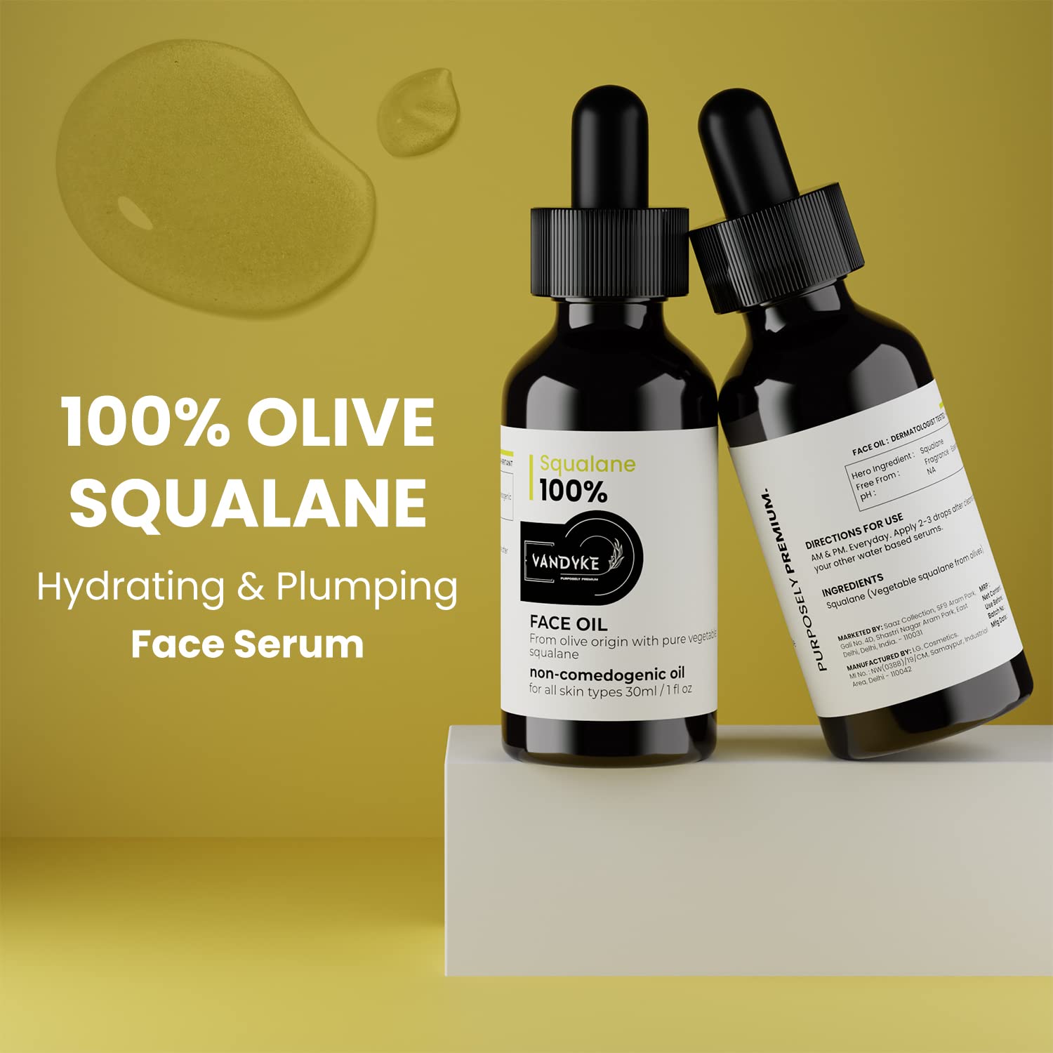 100% Plant-Derived Squalane Face Oil for Hydration & Anti-Aging | Ultra Lightweight Moisturizer to Reduce Fine Lines & Wrinkles | 30ml Bottle | Perfect for Dry Skin, Sensitive Skin Care & Nighttime Routine