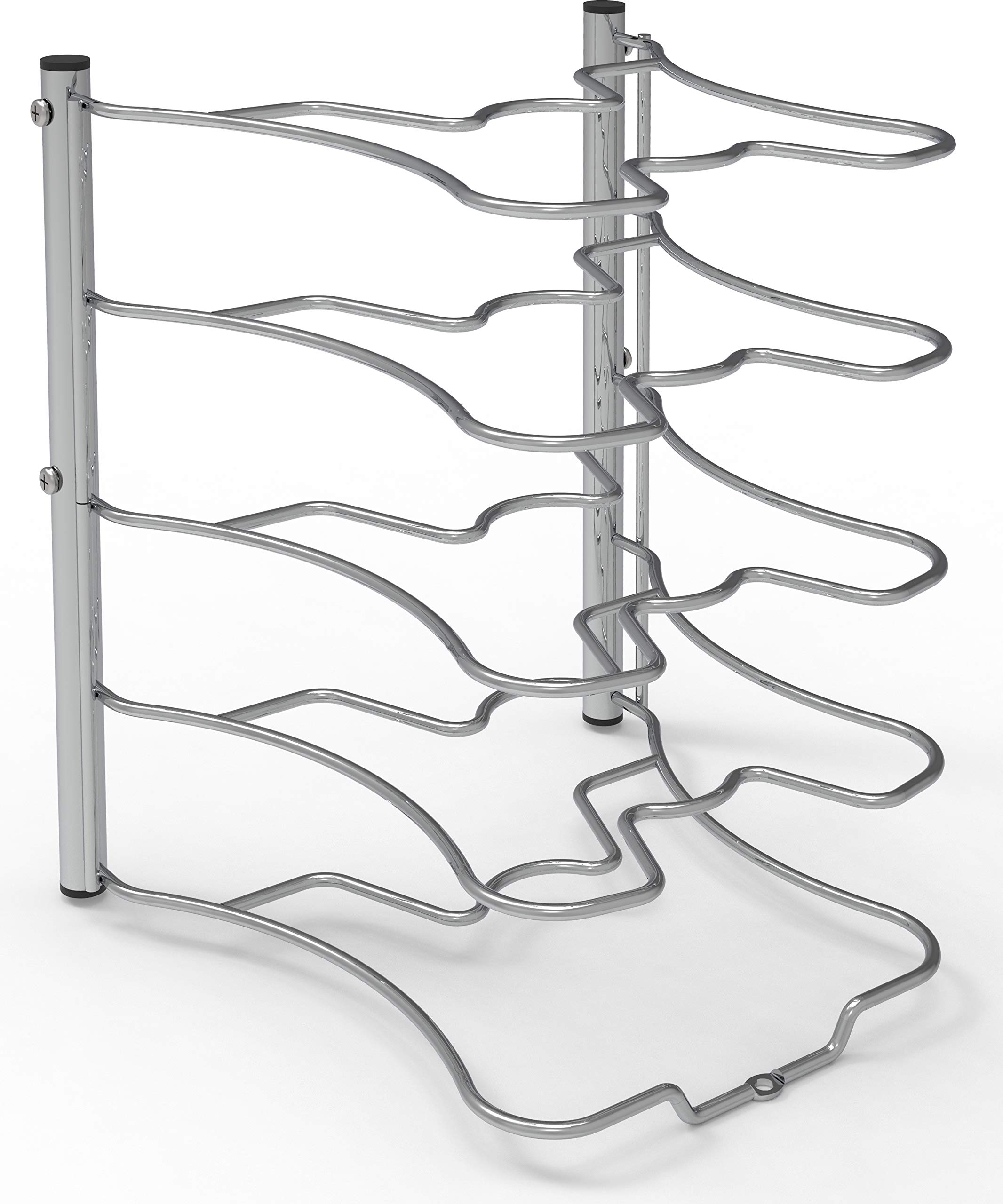 Stainless Steel Cabinet Pantry Organizer for Pots & Pans - Space Saving Kitchen Storage Rack - Perfect for Small Kitchens, RVs & Camping Gear Organization