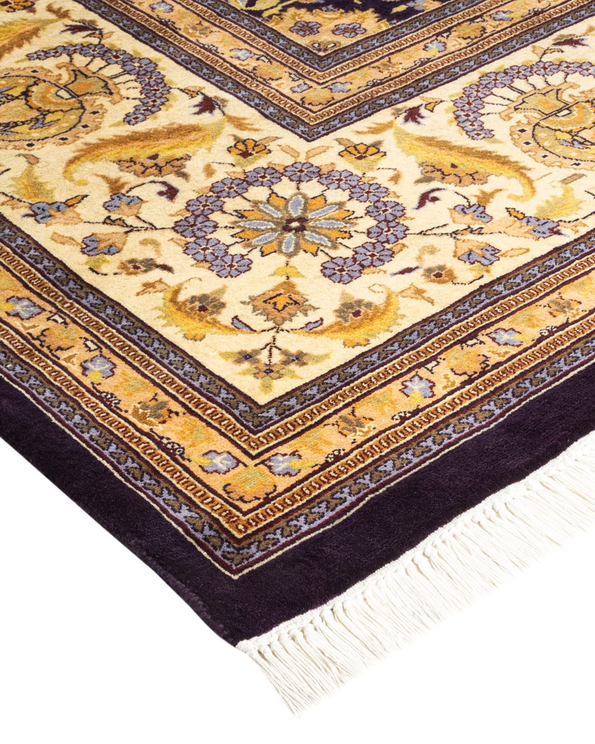 Handmade Traditional Oriental Mogul Purple Wool Rug 9x12 - One of a Kind Hand Knotted Solo Rugs for Living Room, Bedroom & Home Decor