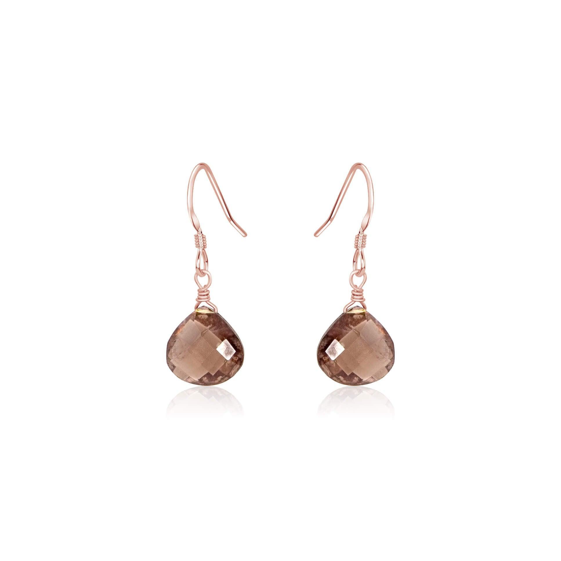 Smoky Quartz Teardrop Dangle Earrings for Women - Natural Gemstone Jewelry - Boho Chic Accessories for Party, Wedding & Everyday Wear