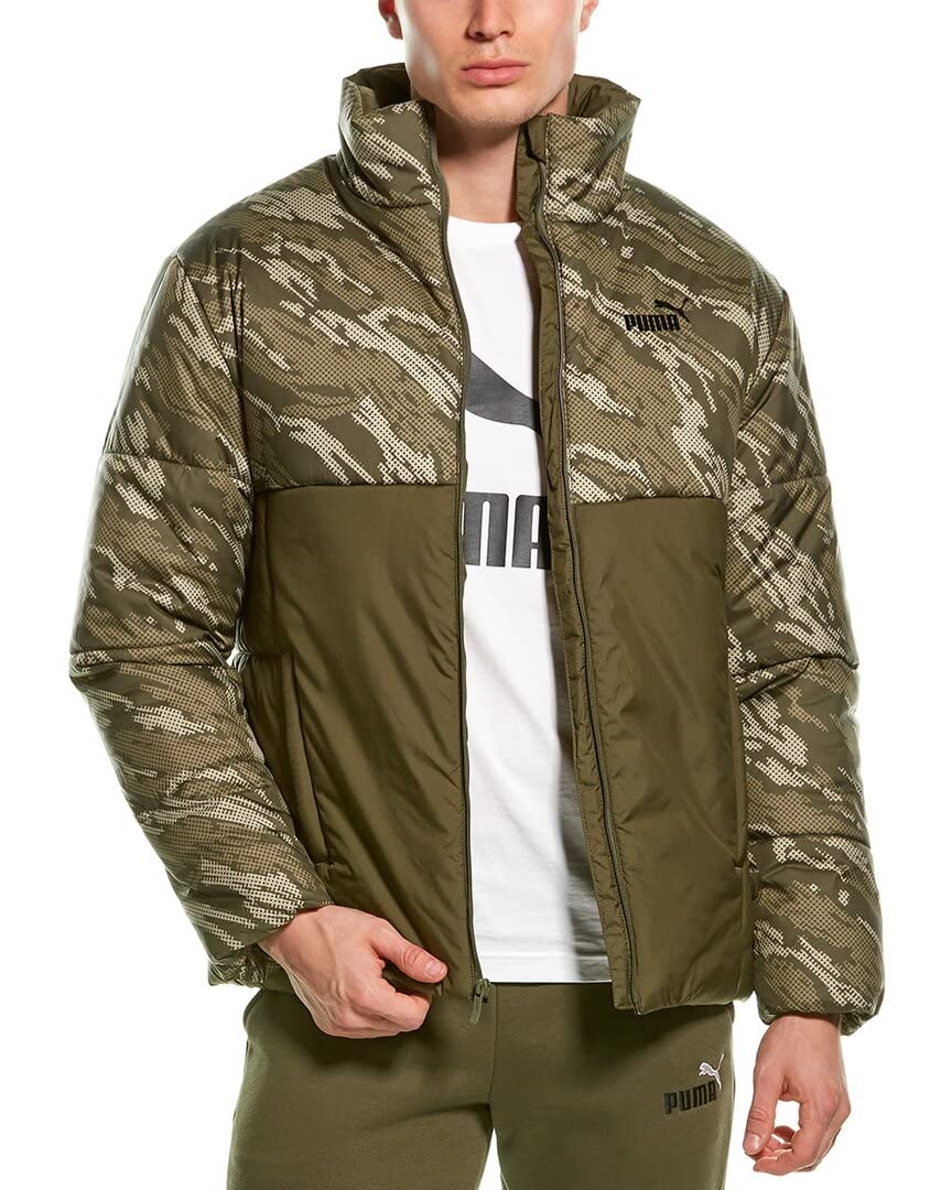PUMA Men's Essentials Padded Jacket - Lightweight Winter Coat, Water-Resistant, Grape Leaf Green, Size M | Outdoor Activities, Casual Wear, Street Style Fashion