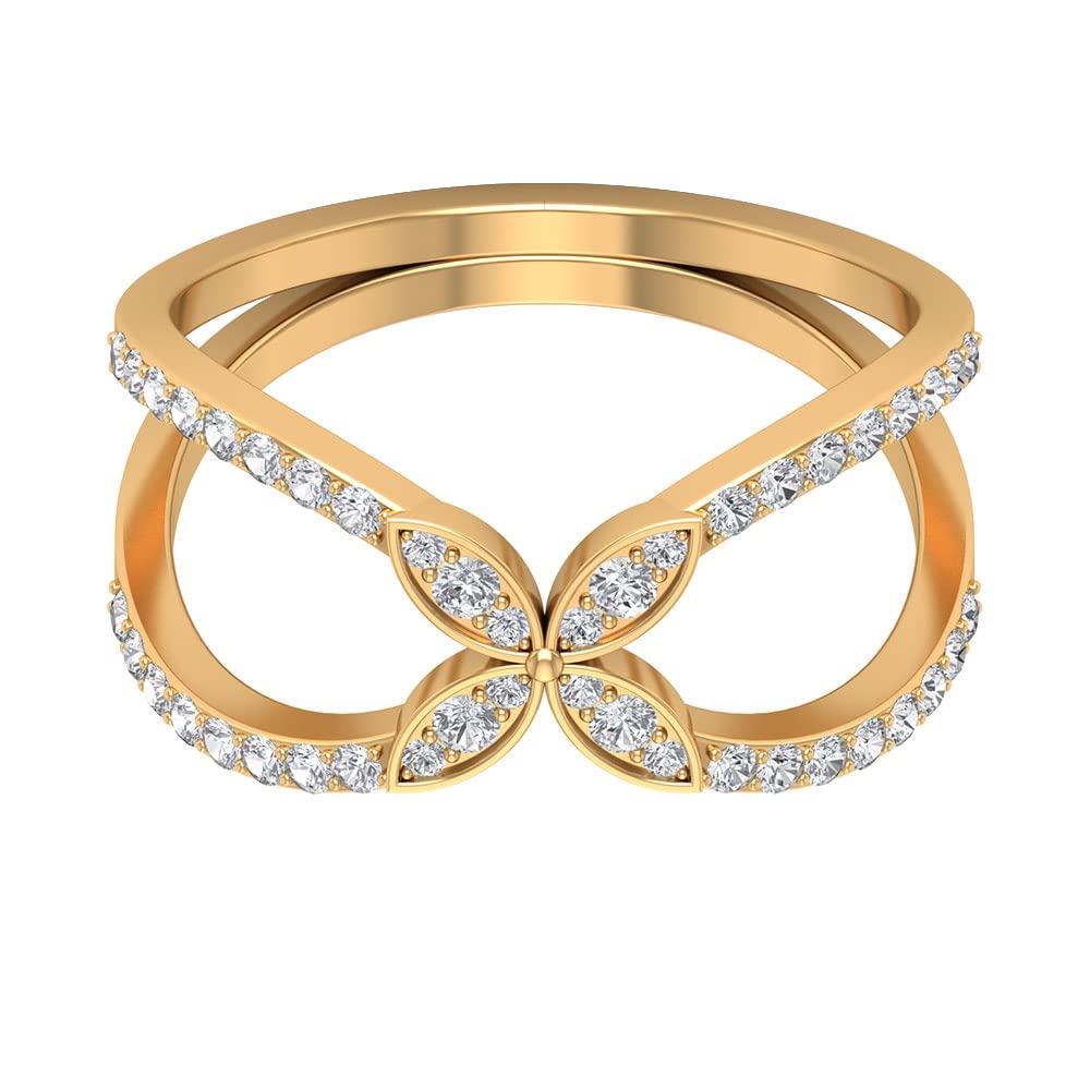 Split Shank Diamond Floral Ring | Minimalist Diamond Flower Ring for Women | 14K Solid Gold Natural Diamond Ring | Elegant Jewelry Gift for Anniversary, Engagement & Special Occasions