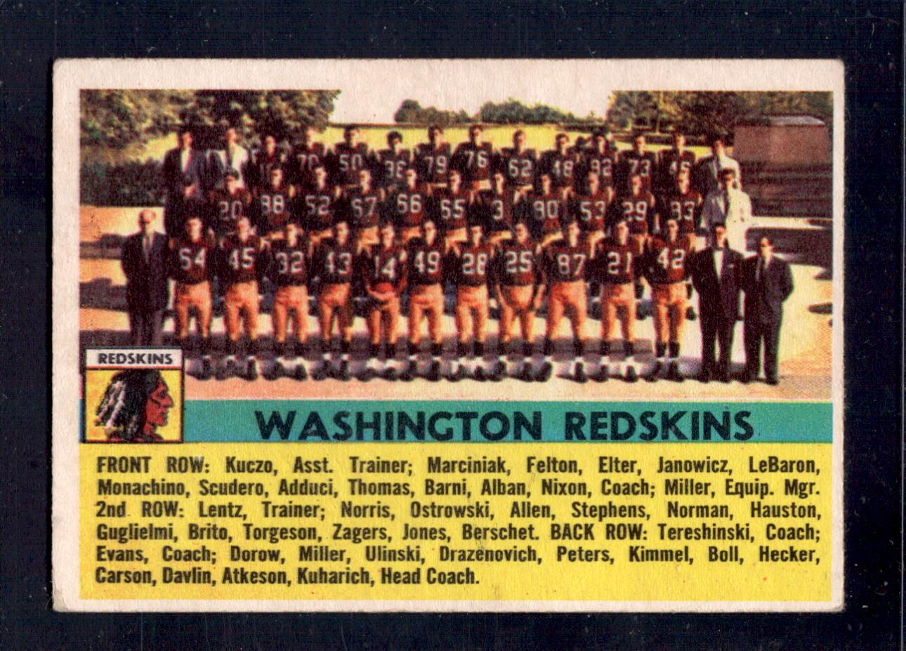 1956 Topps #61 Washington Redskins Short Print SP Football Card - Rare Vintage Collectible for NFL Fans & Sports Memorabilia Enthusiasts