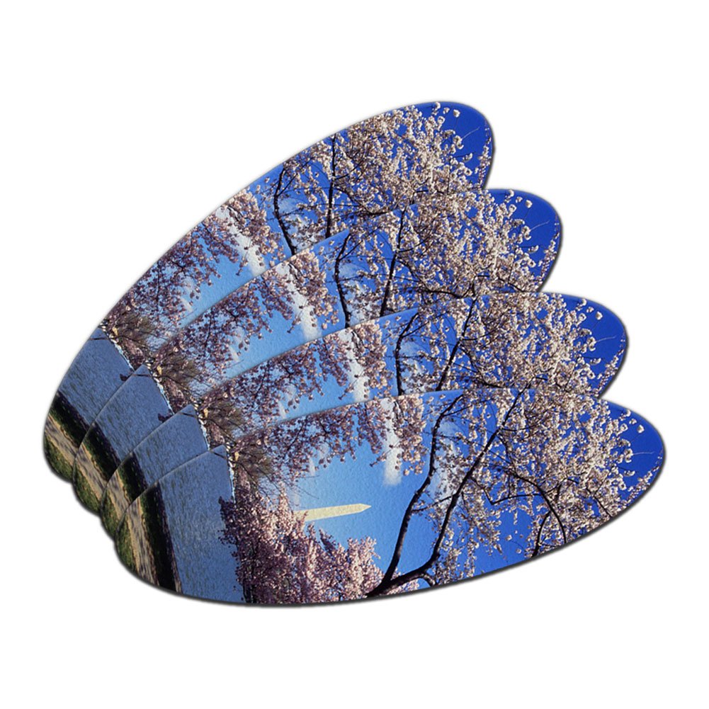 Washington DC Cherry Blossom Double-Sided Oval Nail Files - 4 Pack Emery Boards for Manicure & Pedicure | Perfect for Travel, Home Nail Care & Gifts