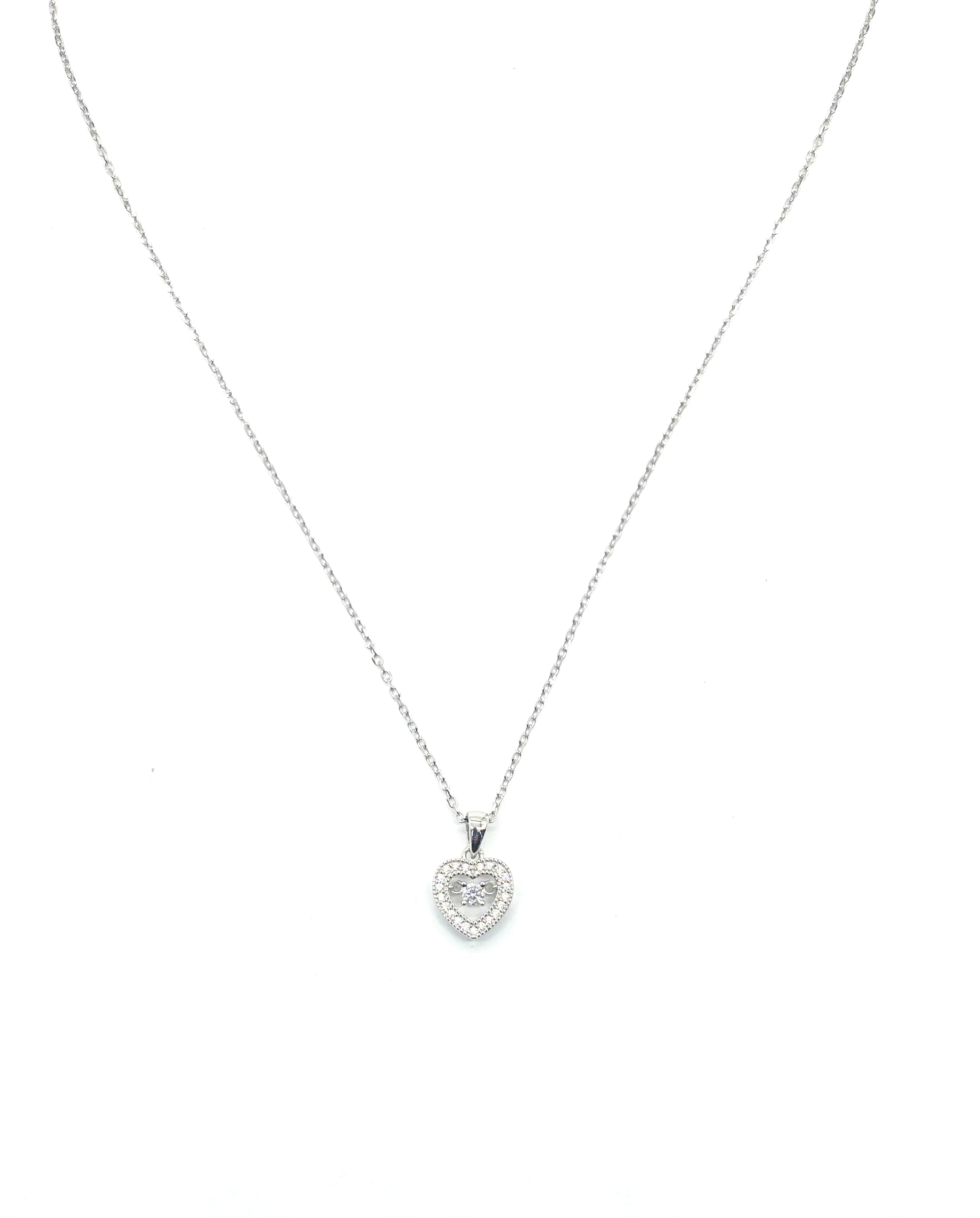 14K Sterling Silver Heart Shimmer Necklace for Women - Dainty Layering Jewelry Gift for Valentine's Day, Anniversary & Everyday Elegance