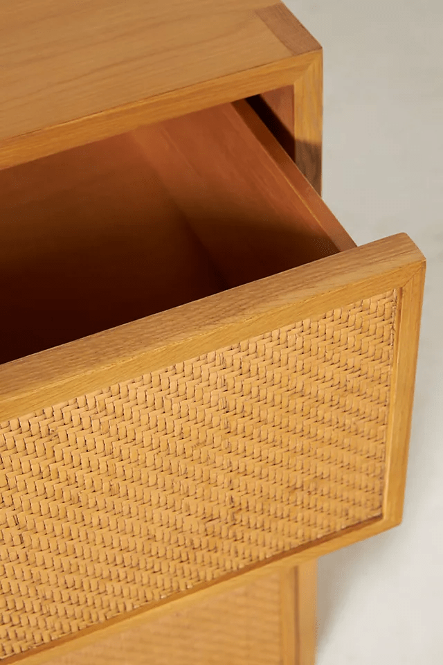Handmade Cane Three-Drawer Dresser - Natural Rattan Bedroom & Living Room Storage Furniture | Perfect for Organizing Clothes, Linens, and Home Decor Accessories