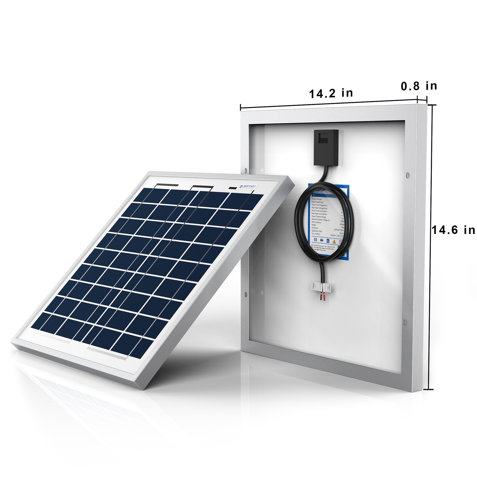ACOPower 15W Polycrystalline Solar Panel - 12V Battery Charger for RV, Boat, Camping & Off-Grid Power Supply | Portable Solar Charging Solution for Outdoor Adventures