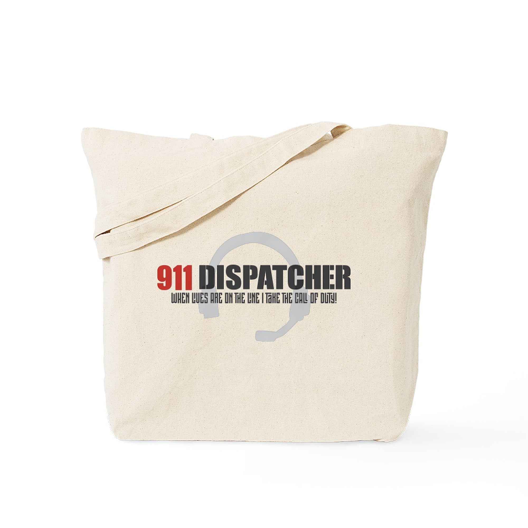 911 Dispatcher Tote Bag - Natural Canvas Reusable Shopping Bag for First Responders | Perfect for Work, Groceries & Everyday Use