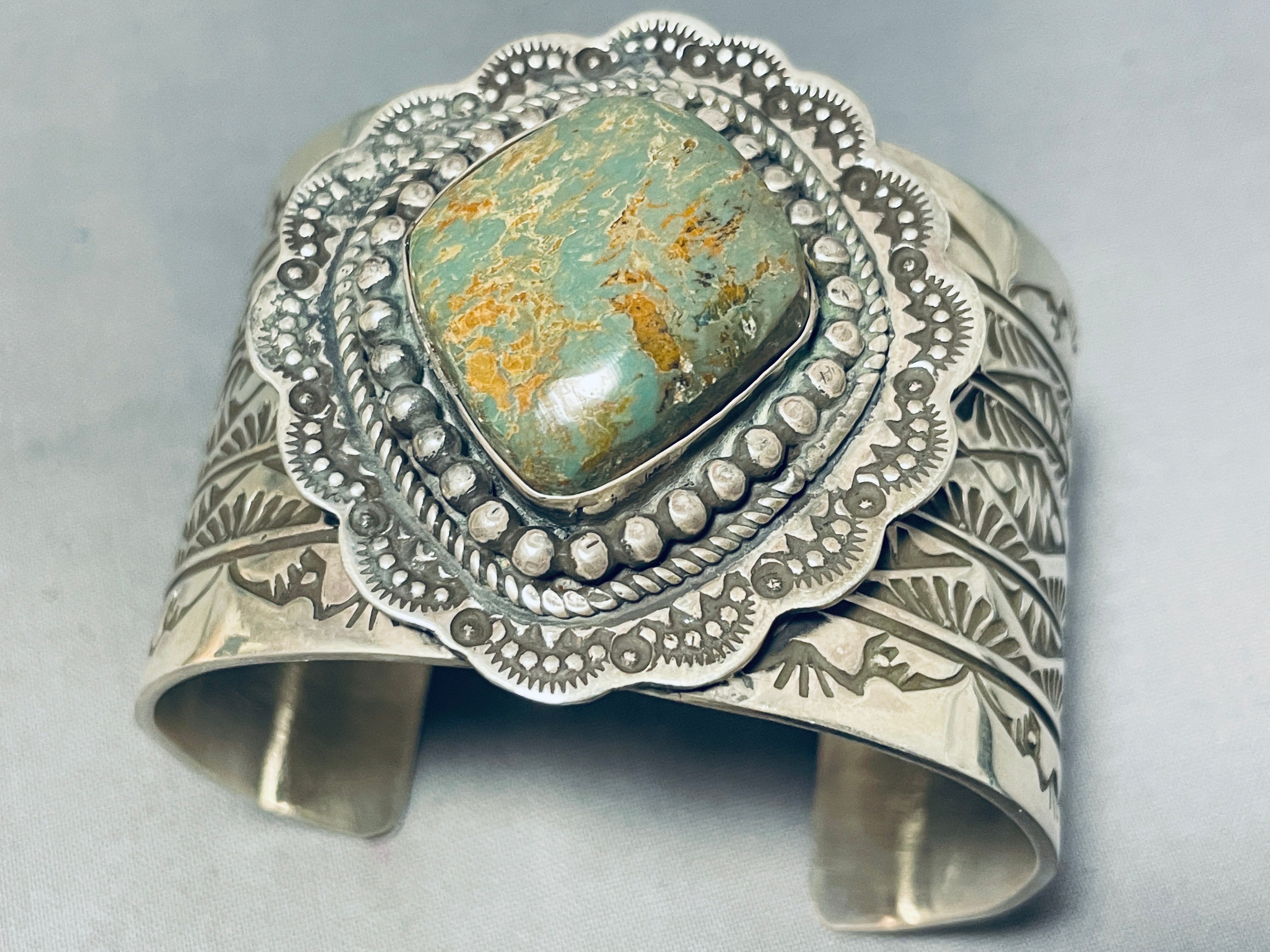 132 Grams Authentic Navajo Royston Turquoise Sterling Silver Handmade Signed Bracelet - Perfect for Boho Fashion, Native American Jewelry Collectors & Gift Giving