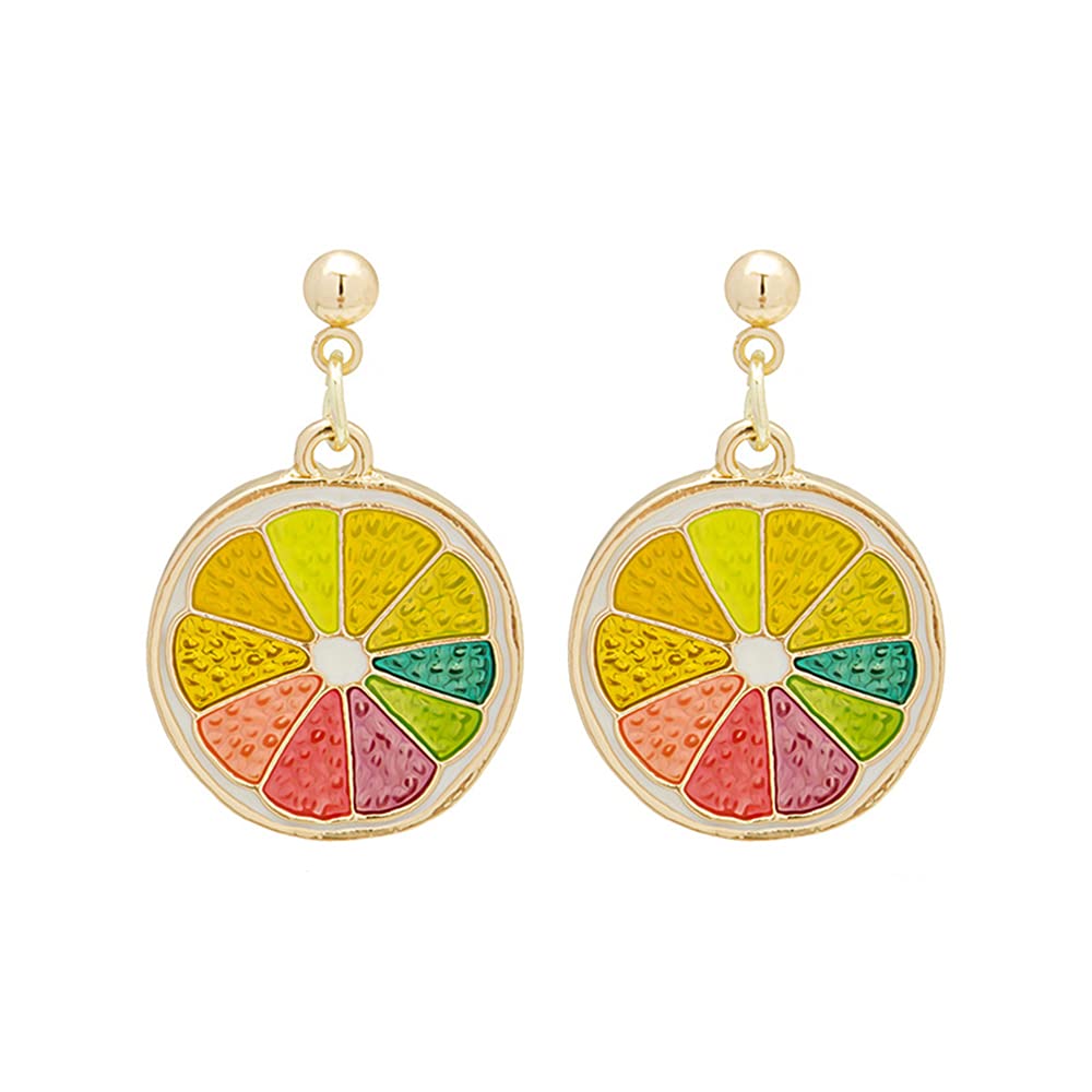 Colorful Lemon Slice Earrings - Cute Fruit Style Dangle Earrings for Women & Girls, Fashion Statement Jewelry Gift - Perfect for Summer Outfits, Beach Vacations & Casual Wear