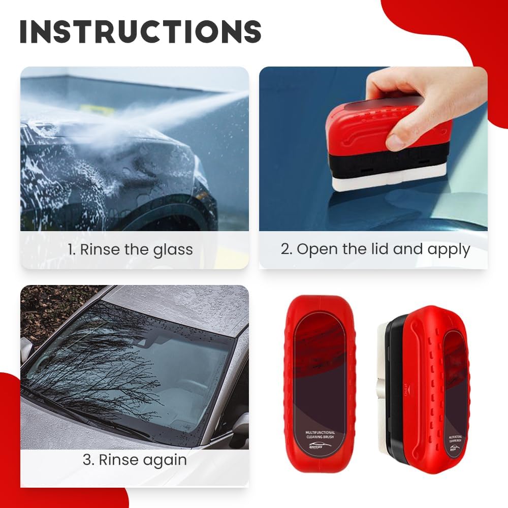 2024 New Automotive Oil Film Cleaning Brush - Car Window & Windshield Glass Cleaner, Oil Film Remover & Glass Coating Applicator (1PC) - Perfect for Car Detailing & Auto Glass Maintenance