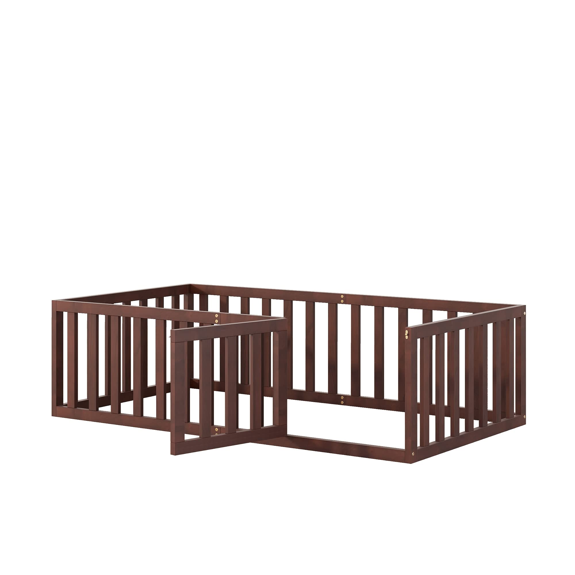 SOFTSEA Twin Size Montessori Floor Bed with Safety Rails - Low Profile Kids Bed Frame for Toddlers & Children - No Bed Slats Needed - Perfect for Montessori Rooms, Daycare Centers & Safe Toddler Sleeping Spaces