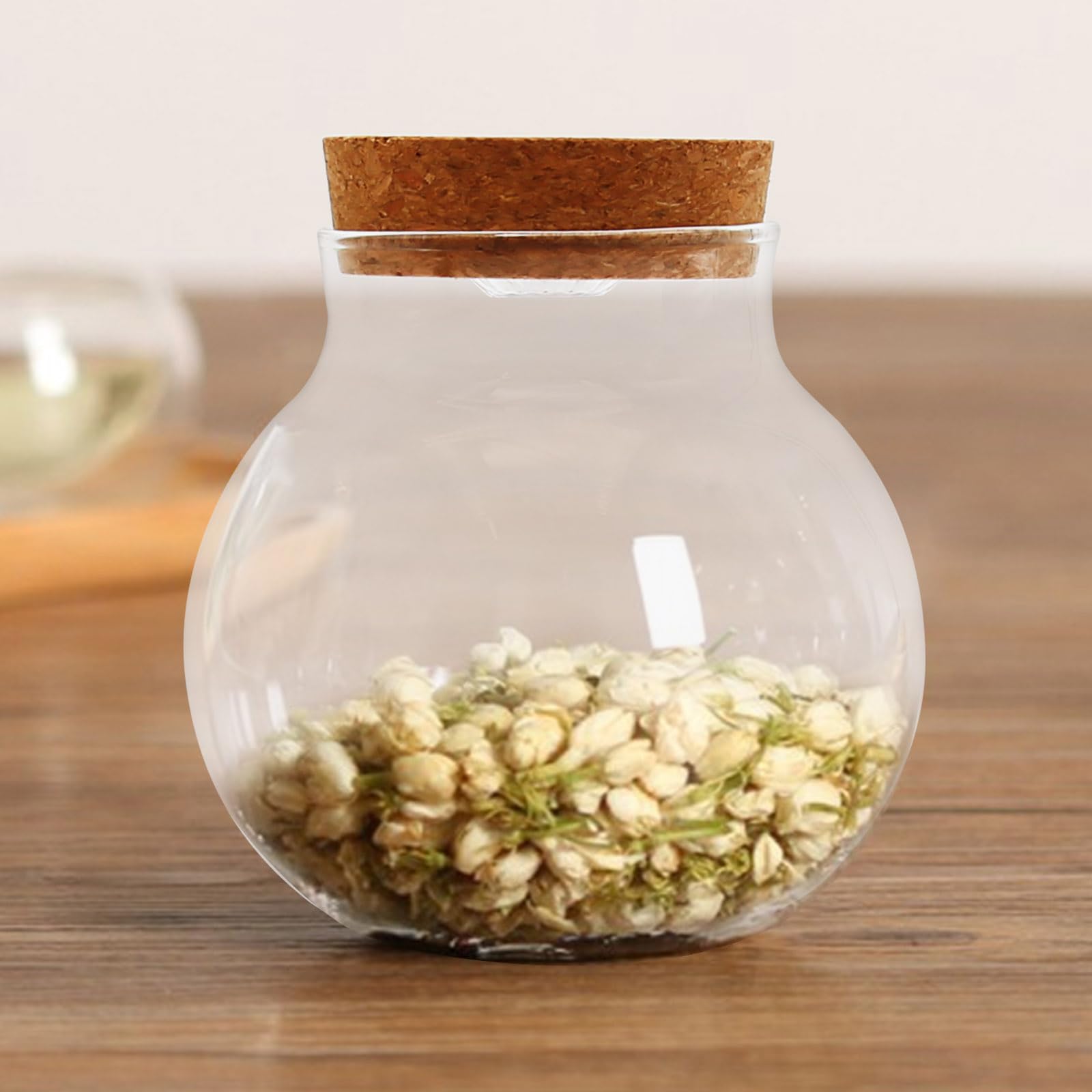 Round Glass Jar with Lid - 16oz Clear Mason Jars for Storage, Terrarium, Moss Balls, DIY Crafts, Party Decor | Perfect for Kitchen Pantry, Easter Candy Display, Christmas Decorations & Plant Terrariums
