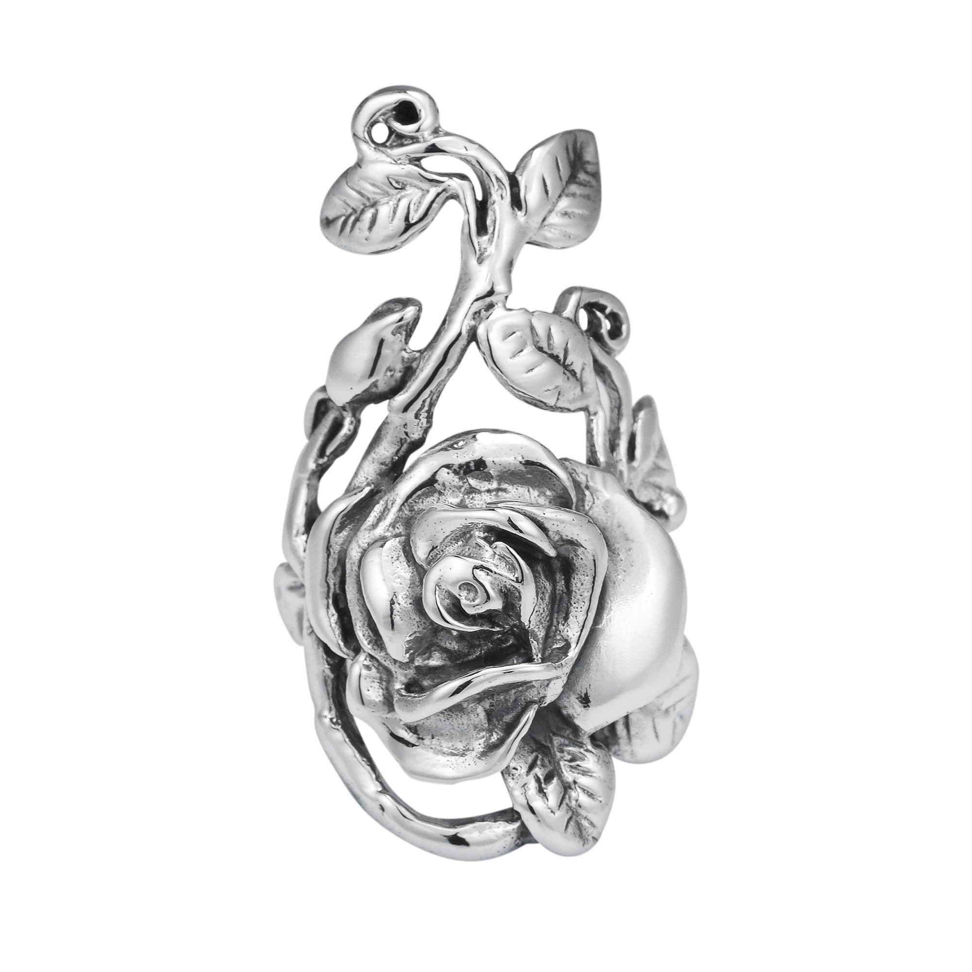 AeraVida Stunning Big Rose Leaf Vine .925 Sterling Silver Ring for Women - Elegant Nature-Inspired Jewelry for Weddings, Parties & Everyday Wear