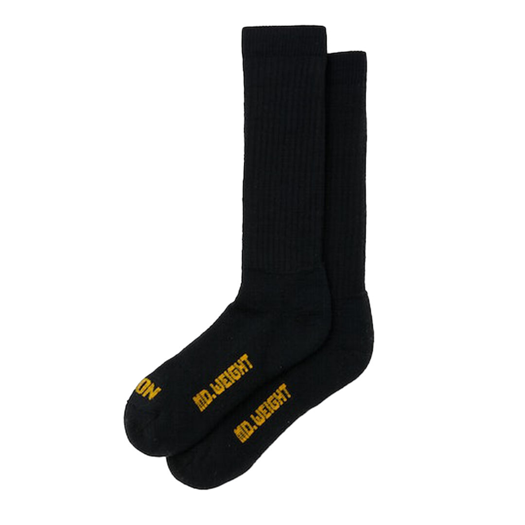 Filson Midweight Traditional Crew Socks - Black | Durable Cotton Socks for Men | Perfect for Hiking, Work & Everyday Wear