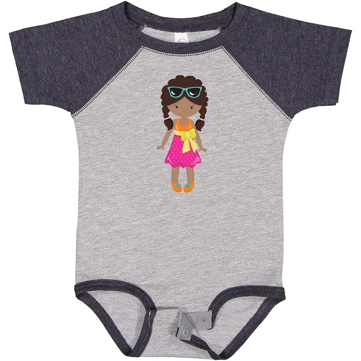 Inktastic African American Girl Fashion Baby Bodysuit with Pink Skirt - Cute Outfit for Toddlers, Infants & Newborns - Perfect for Playdates, Parties & Family Photos