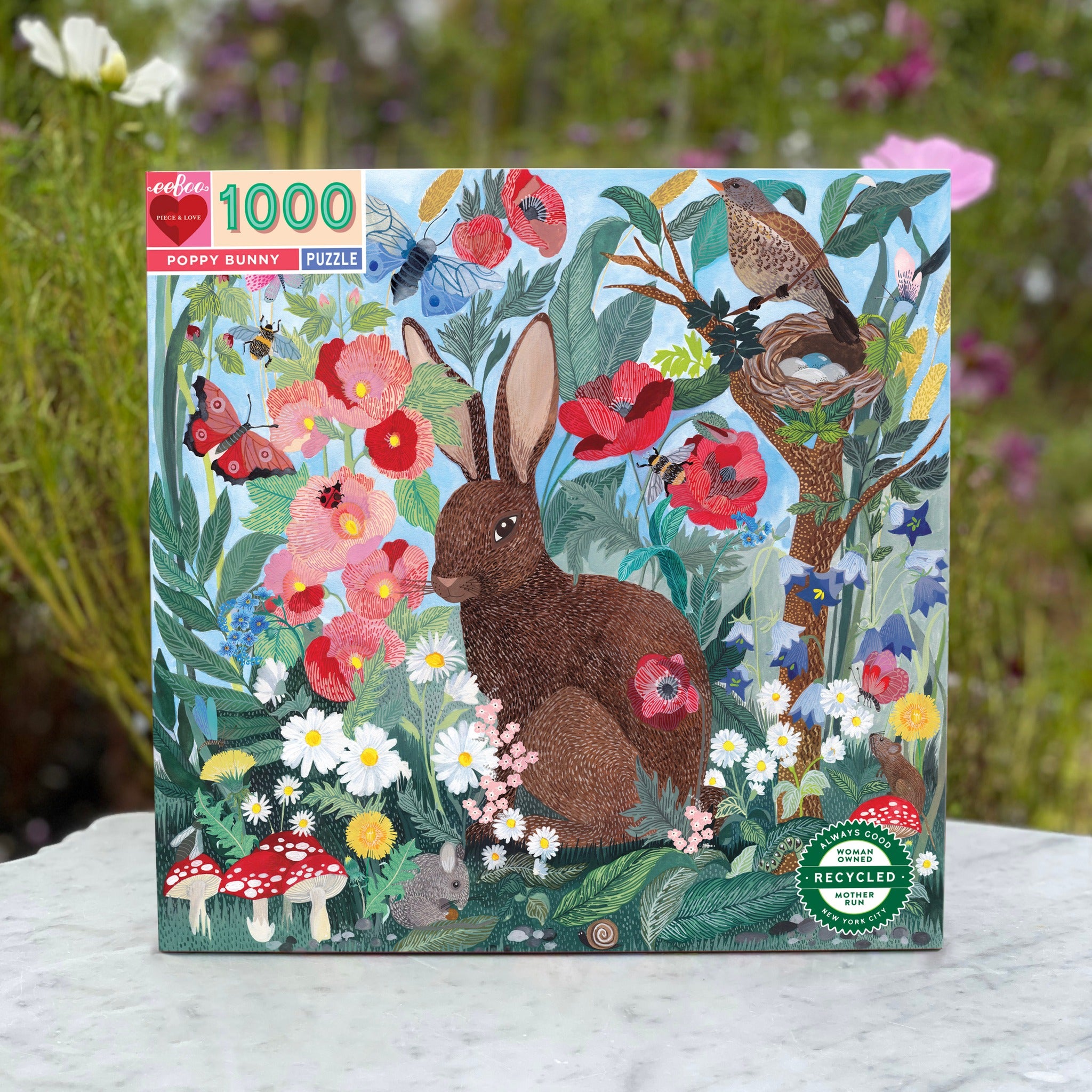 eeBoo 1000 Piece Jigsaw Puzzle - Poppy Bunny - Premium Quality Puzzle for Adults & Teens - Perfect for Family Game Night & Relaxation