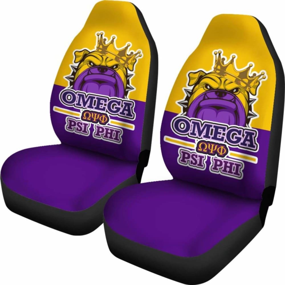 African Omega Psi Phi Fraternity Bulldog Style Car Seat Covers 105905 - Premium Custom Fit for Cars, Trucks & SUVs - Perfect for Fraternity Events, Road Trips & Greek Life Enthusiasts